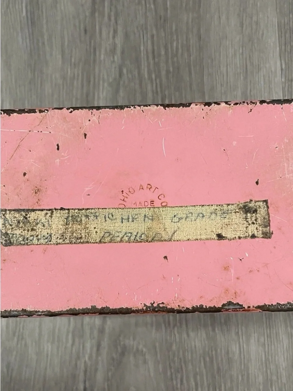 Vintage Ohio Art Metal Recipe Box Pink Yellow MCM Kitchen Tin Handwritten Recipe